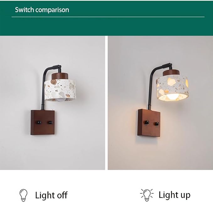 Bedroom Decor Wall Sconce with Wood Accents Headboard Lamp Over Mirror Wall Light Farmhouse Stone Wall Mounted Light Fixture Porch Hallway Hotel Wall Lighting Fixture Lamps