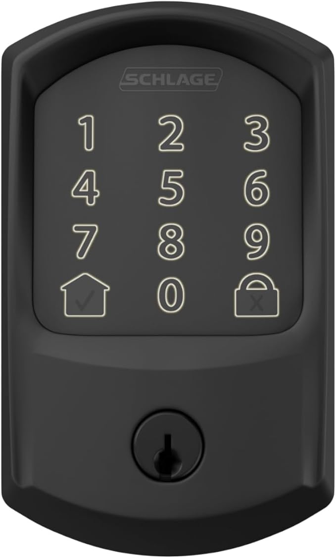 Schlage Encode Smart Wi-Fi Deadbolt Lock with Touchscreen Keypad, Keyless Front Door Entry, App Control, Alexa, Google Home and Airbnb Compatible, Matte Black, BE489WB GRW 622