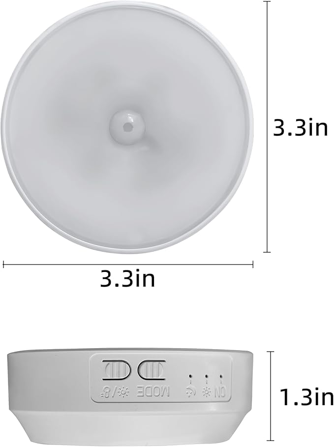 EZVALO 4 Pack Motion Sensor Closet Lights, 1200mAh USB-C Rechargeable LED Puck Lights, Under Cabinet Lights, Night Lights, Dimmable, 3 Color Temps, Magnetic, Stick on for Closet, Stairs, Cabinets