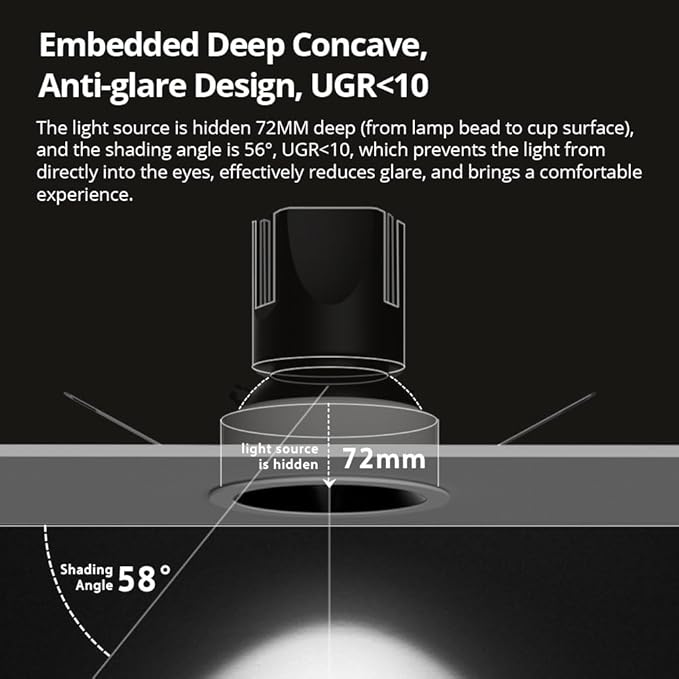 Matter WiFi LED Recessed Downlight 12W, Dimmable Anti-Glare Ceiling Light, Adjustable Angle Downlight, Works with Alexa, Google Home, Siri, SmartThings, App Control (24 Degree Beam Angle)