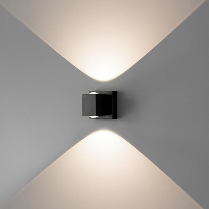Tubicen Wall Sconces Indoor Hardwired Dimmable Movie Theater Sconces Lighting Square Modern 10W Bright LED Up and Down Wall Lights for Living Room Hallway Stairway 3000K Wide Area Illumination