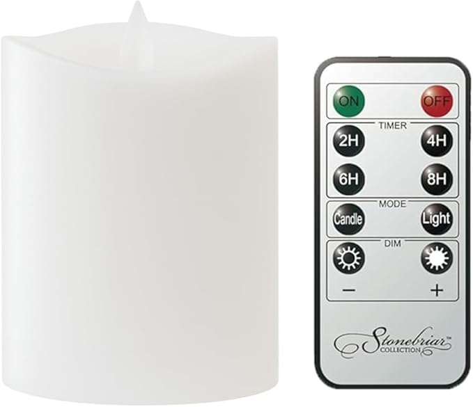 Stonebriar 3 Count White Real Wax 3x4 Flameless LED Pillar Candles with Remote and Timer