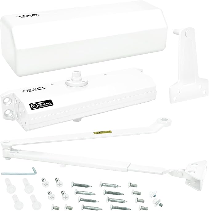 Nuk3y 9000 Series Grade 1 Heavy Duty Door Closer, Multi-Mount, Adjustable Size 1-6, ADA Compliant, UL Listed (White)