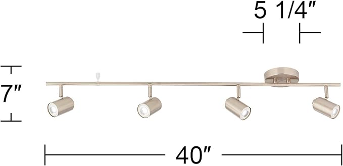 Pro Track Vester 4-Head LED Wall or Ceiling Track Light Fixture Kit Spot-Light GU10 Dimmable Directional Silver Brushed Nickel Finish Modern Kitchen Bathroom Living Room Dining Hallway 40" Wide