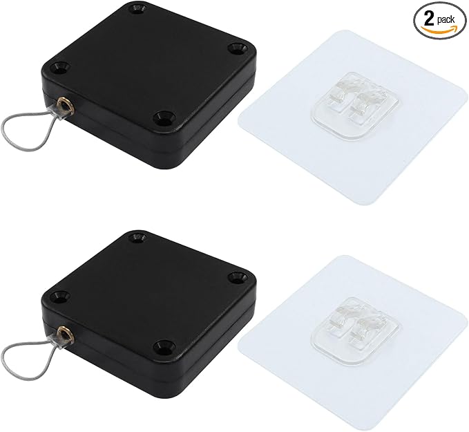 2Pcs Automatic Sliding Door Closer Punch Free Door Closer Automatic Door Closer Steel Drawstring for Bedroom/Bathroom/Office (800g Tension, Black)
