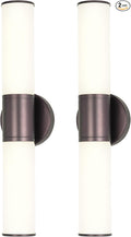2-Light Bathroom Vanity Lighting Fixture, Oil Rubbed Bronze Wall Sconce with Opal White Glass, E26 Stocket Indoor Wall Lamp, Modern Mirror Light. 2 Pack
