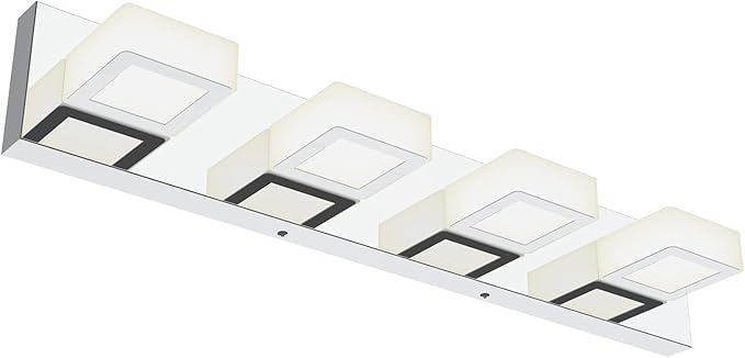 Ralbay Chrome Vanity Lights for Bathroom Adjustable Acrylic Chrome Modern LED Bathroom Vanity Lights Over Mirror (Natural White Light)