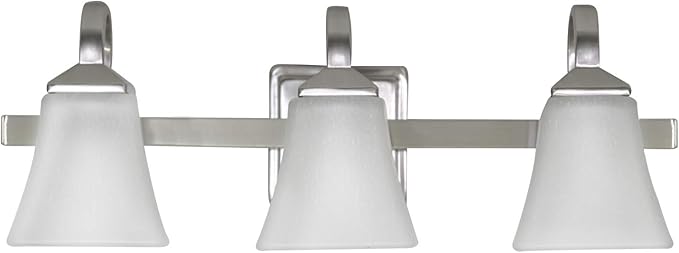Design House 514760 Torino Traditional 3-Light Indoor Bathroom Vanity Light Dimmable Snow Glass for Over the Mirror, Satin Nickel