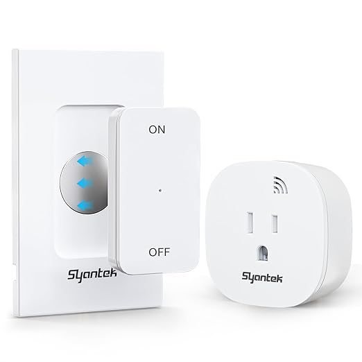 Remote Control Outlet 15A/1875W Removable Wall Mounted Remote Light Switch, Wireless Light Switch 200FT, Electrical Plug On Off Outlet Switch for Lamps, Fans, Christmas Lights, Programmed