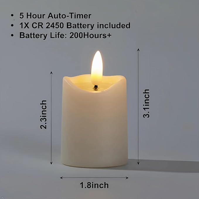 Simplelight Ivory Flameless Votive Candles with Timer, Realistic Black Wick Fall Candles Battery Operated, Battery Included, D 1.8” X H 3.1”, Set of 6 for Halloween, Holiday Decoration (Ivory)