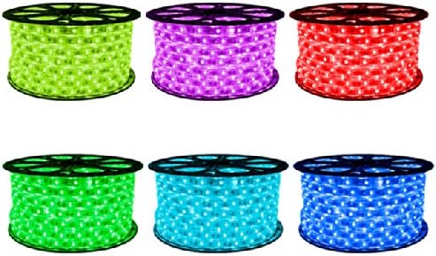 CBConcept® 120VSMD5050-15.5M-RGB 50 Feet RGB Color Changing 120 Volt High Output LED SMD5050 Flexible Flat LED Strip Rope Light - [Christmas Lighting, Indoor / Outdoor rope lighting, Ceiling Light, kitchen Lighting] [Dimmable] [Ready to use] [Controlle...