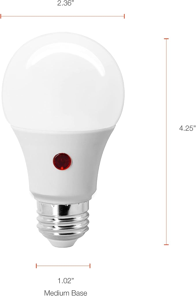 Sylvania Dusk to Dawn A19 LED Light Bulb with Auto On/Off Light Sensor, 60W=9W, 800 Lumens, 5000K, Daylight - 1 Pack (41289)