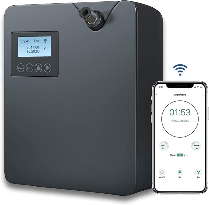 Smart Scent Air Machine with Professional Cold-Air Diffusion Technology for Home, Waterless Essential Oil Diffuser 300ml, HVAC Oils Large Room, Business, Office, Spa Room (Black)