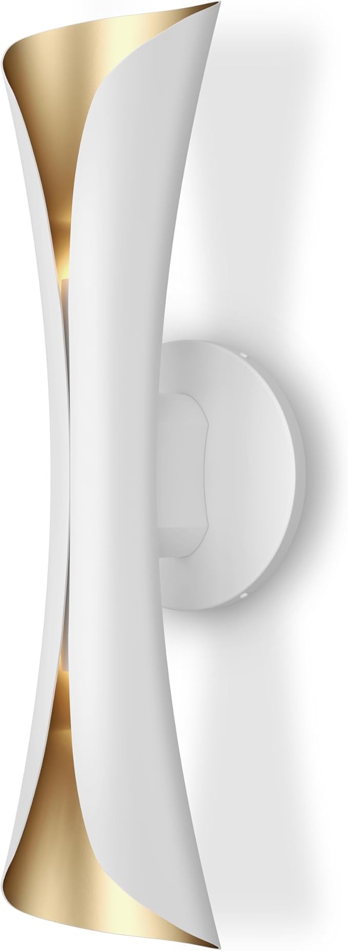 Tubicen Wall Sconces Dimmable Mid Century Theater Room Sconce Lights Up and Down Hardwired Modern Indoor Elegant Wall Lights for Living Room Bedroom Hallway Stair 15.7" H White and Gold