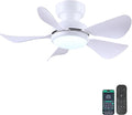 32 Inch Modern Ceiling Fans with Lights, Small Flush Mount Ceiling Fan with Light and Remote/APP Control, 5 Reversible 6 Speeds Curved Blades, 3 CCT Dimmable Lights for Kids Room, White