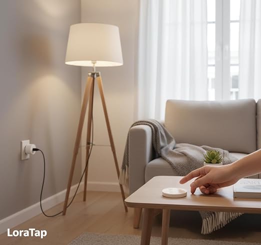 LoraTap Mini Remote Control Outlet Plug: 656ft Range — Wireless Light Switch for Household Appliances — No Wiring — 1 Remote for 2 Outlets