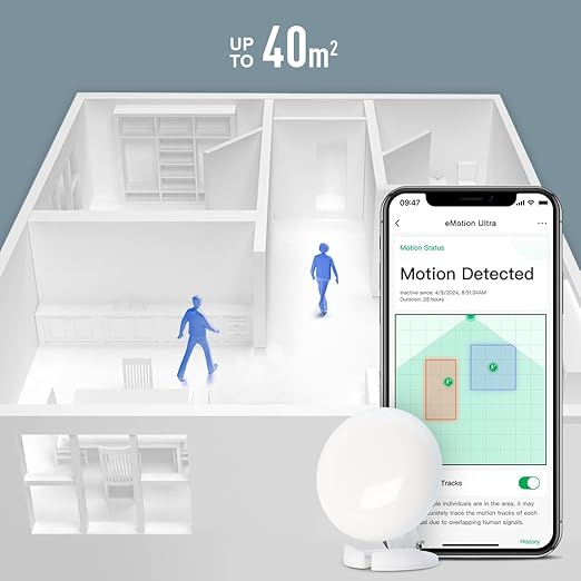 eMotion Ultra 60GHz mmWave Radar WiFi Smart Presence Sensor, IR, Brightness, Temperature and Humidity, MQTT Home Assistant, Compatible with Alexa and Google Home
