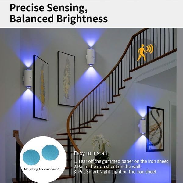 Rechargeable LED Wall Lamp Magnetic Motion Sensor Dimmable Stick on Night Light for Bedroom Closet Under Cabinet Lighting (2, White)