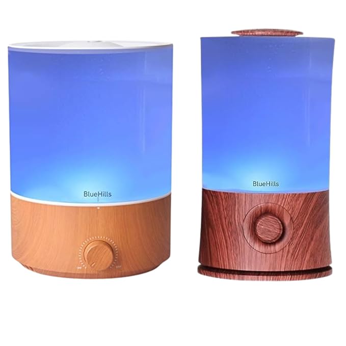 BlueHills Premium Set of Two Large 4000 ML and 2000 ML XL Essential Oil Diffusers Humidifier Combo for Large Room Home with Décor LED Lights Great Gift – Value Pack of Wood Grain and Dark Wood Grain.