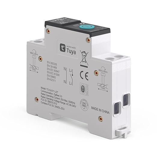 ZigBee DIY Smart Switch 25A| DIN Rail Switch| 1P+N 90-240VAC| Real-time Power Monitoring| Remote Control and Set Timer for Home Automation| Support Tuya/Smart Life| Voice Control| FCC Certified