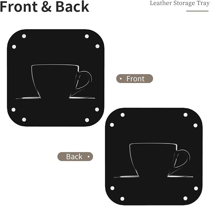 Minimal Coffee Cup Silhouette Valet Tray Leather Portable Tray Desktop Storage Organizer Bedside for Men Women Jewelry Keys Coin Candy Sundries