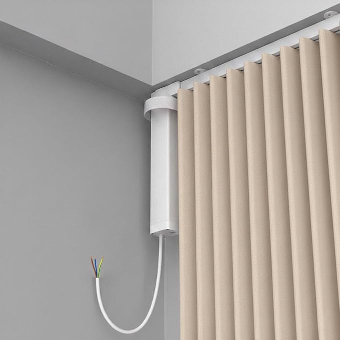 S Fold Motorized Curtain Track Kit with Remote, 1.8N Dry Contact Smart Curtain Opener System, Automatic Ripple Fold Drapery Rail for Hotel & Smart Home Integration (7.0 meters (275.6 inches))