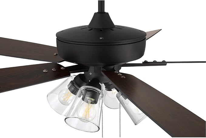Craftmade S104ESP5-60ESPWLN Super Pro 60" Ceiling Fan with LED Lights & Pull Chain, 5 Reversible Espresso/Walnut MDF Blades, Espresso