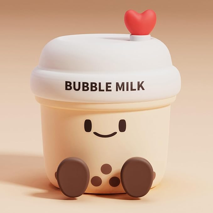 Cute Loving Bubble Milk Cup Night Light, 3-Level Dimmable Soft Light, Timed, Rechargeable, Silicone Bedside Touch Lamp, Creates a Cozy Ambiance, Ideal Decoration and Gift for Girls, Women, and Kids