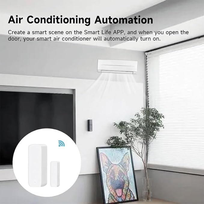 WiFi Door Window Sensor,Smart Door Open/Closed Detector with App Alert,Wireless Entry Detector Sensor Alarm for Home Security&Automation (1Pack)