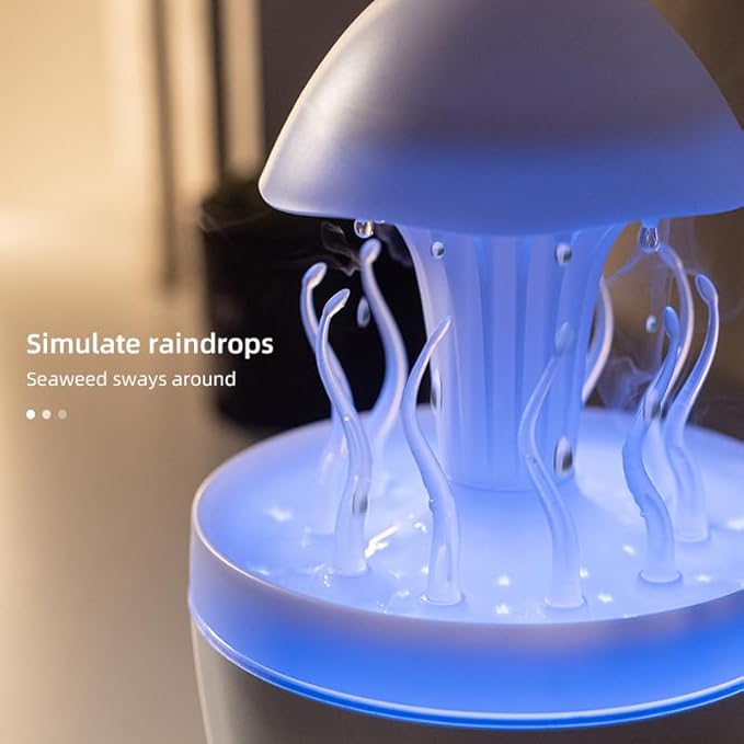 300ml Cute Diffuser Jellyfish Humidifier with 7 Changing Colors LED Lights, Rain Cloud Diffuser for Home Bedroom Office