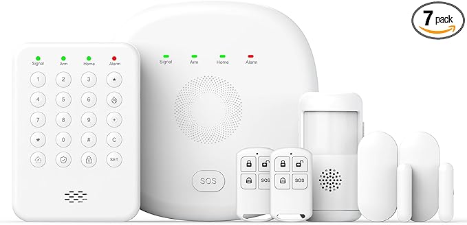 2026 Home Security System, 7-Piece Wireless Smart Alarm System Kit with Instant App Alerts & WiFi+GSM/4G,Mobile App Control,Door/Window Sensors,Remote,Motion Detectors,Compatible with Alexa