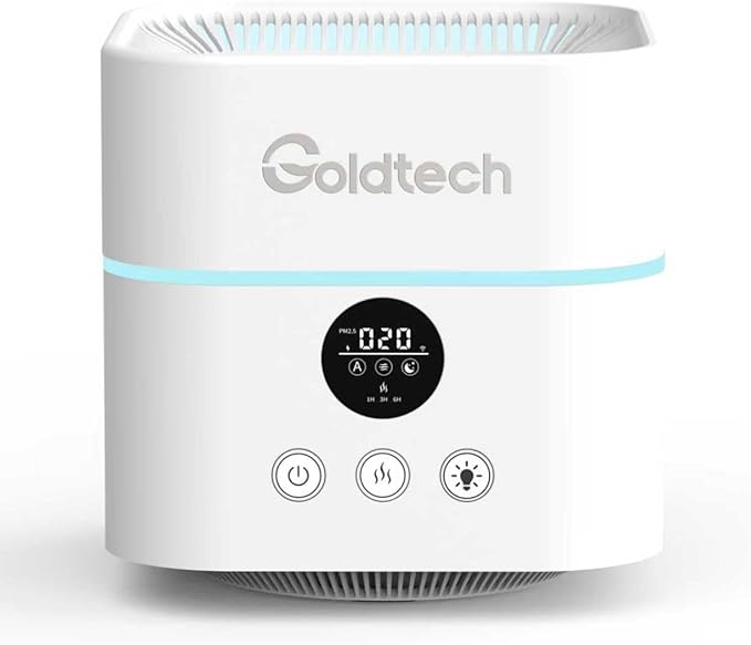 Humidifier and Air Purifier in One for Bedroom Up to 200Ft²,H13 True HEPA Filter Desk Air Purifiers with 500ML Water Tank,LED Light,Small Air Purifier and Humidifier Combo for Bedroom,Office