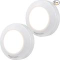 Amazon Basics LED Puck Lights, Battery Operated, 50 Lumens, Under Cabinet Lighting, Easy to Install, Easy to Use, Adhesive Backing, 2-Pack, White