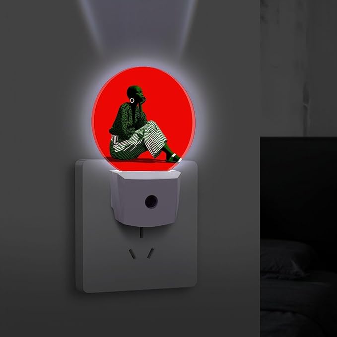Plug in Night Light with LED & Smart Light Sensor, Striped Dialogue Auto-On/Off Night Lights Plug Into Wall for Bedroom, Bathroom, Hallway, Stairway
