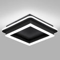 CANEOE Black Modern LED Ceiling Light, Square Flush Mount Ceiling Hallway Light Fxitures, 6000K Cold White Small Close to Ceilings Lamp for Bedroom Hallway Kitchen Balcony Cloakroom