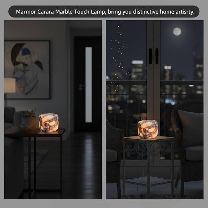 Marmor Marble Lamp Table Lamp Unique Stone lamp Type-C 3 Way Bedside Lamps Ambient Lighting for Bedroom Night Stands Small Night Light Decorative LED Warm Ambient Portable Lamps for Rechargeable