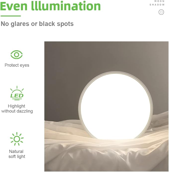 LightingWill 15.7 Inch LED Flush Mount Ceiling Light Fixture, 4000K Nurture White, 3800LM, 32W, Flat Modern Round Lighting Fixture, 320W Equivalent White Ceiling Lamp for Kitchens, Bedrooms.etc.