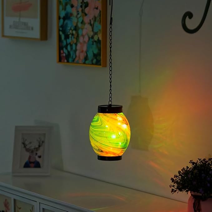 Solar Hanging Lanterns Outdoor, Waterproof Solar Glass Lights, Color Changing Led Lamp Light for Garden Yard Tree Home Xmas Decor