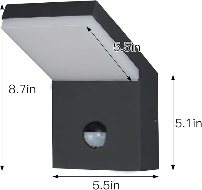 2 Pack Outdoor Motion Sensor Wall Sconce Light LED Modern Exterior Porch Light Fixture IP54 Waterproof for House Garage Patio Decoration,1800LM