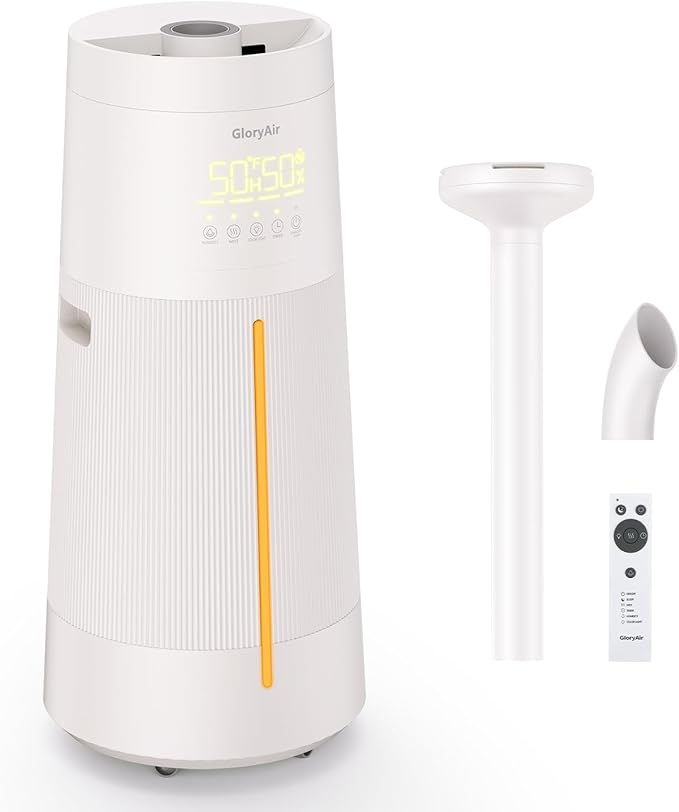 Humidifier Large Room - GloryAir 6.3Gal/24L 4X Atomizers Top Fill Whole House Large Cool Mist Quite Humidifiers 1500mL/h for Home Bedroom 3000 ft² with Auto Mode for Commercial Office Plants