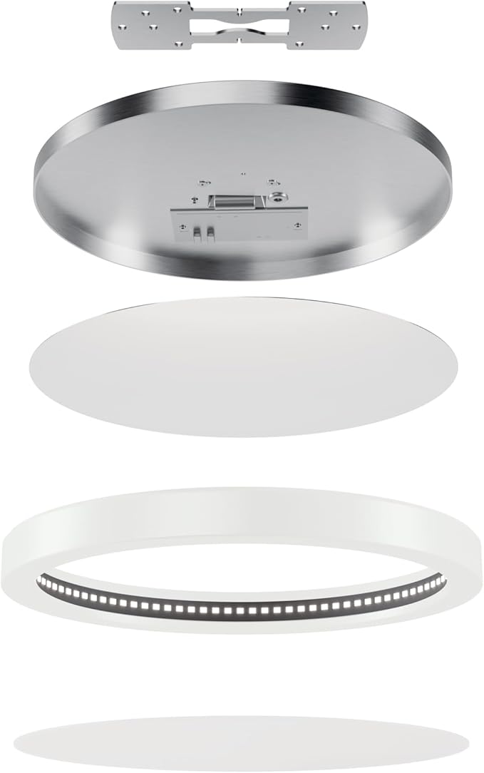 KICHLER Ara 9.02" Modern Minimal Round LED Flush Mount in White, for Damp Indoor Locations, Main Light Source, Integrated LED, Edge-Lit Technology, 1100 Lumens, Dimmable to 10%, 53009WH30