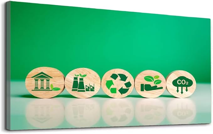 Wibinuki Wall Art Wall Decor Wall Paintings Green Energy on a wooden block Energy saving and sustainable for Living Room Bedroom Bathroom Home Decor Can Be Hung Directly 20"x 40"