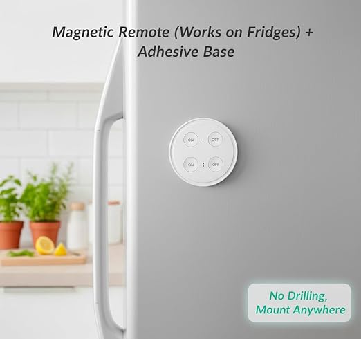 LoraTap Mini Remote Control Outlet Plug: 656ft Range — Wireless Light Switch for Household Appliances — No Wiring — 1 Remote for 2 Outlets