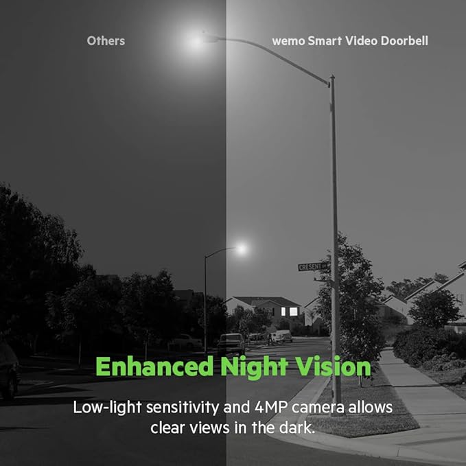 Wemo Smart Video Doorbell - Apple HomeKit Secure Video with HDR - Smart Home Products Video Doorbell Camera - Ring Doorbell for Security Camera System - WiFi Camera Doorbell w/ 223° FOV & 2-Way Audio