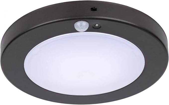 LIT-PaTH LED Flush Mount Ceiling Light, Closet Lighting Fixture with Motion Sensor and Dusk to Dawn, 10.5W, 800 Lumen, 6.2 Inch, Anti-Rust Galvanized Housing, Bronze Finish 5000K 1-Pack