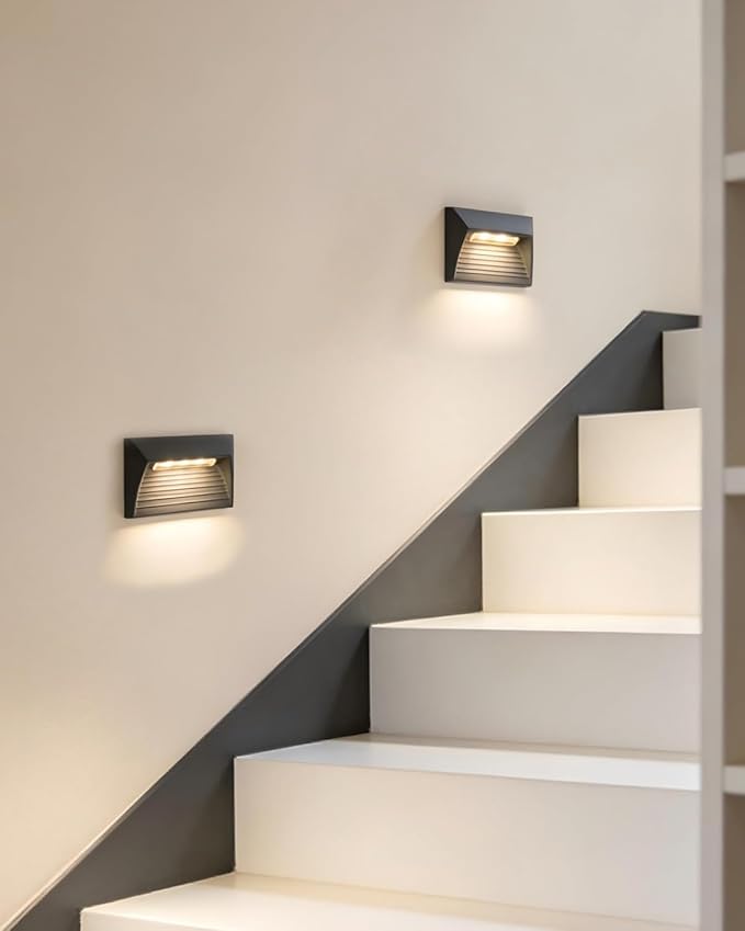 Low Voltage LED Step Lights 4.3W - Die-Cast Aluminum Stair Lighting with Patent Connector, Wet Location Safe for Outdoor Steps (6-Pack)