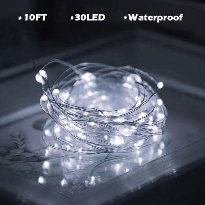 SOCO 16 Pack LED Fairy Lights Battery Operated - 10FT 30LED Copper Wire Mason Jar String Lights, IP65 Waterproof, Bendable for Indoor/Outdoor, Christmas, Wedding, Party, Camping Decor