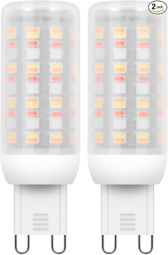I-SHUNFA Wi-Fi RGBCW Smart G9 LED Bulbs,Compatible with Alexa/Google Home,Multicolour Dimmable,2700K-6500K,4W,400LM AC 120V,Brightness Adjustable 1%-100%,with Musical Rhythm LED Light Bulb,2 Pack