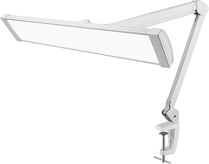 LED Desk Lamp with Clamp, 2300 Lumens, 30W, 24" Wide Shade, 5-Level Dimmable Touch Control Task Lamp, High CRI Flicker-Free Eye Care for Reading Office Crafting Nail Art Workbench (Daylight White)