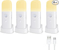 Motion Sensor Night Lights Indoor, Rechargeable Night Light Battery Powered, Portable Nightlight with Adjustable Brightness Activated Table Lamp for Kids, Adults(Warm Light, 4 Pack)